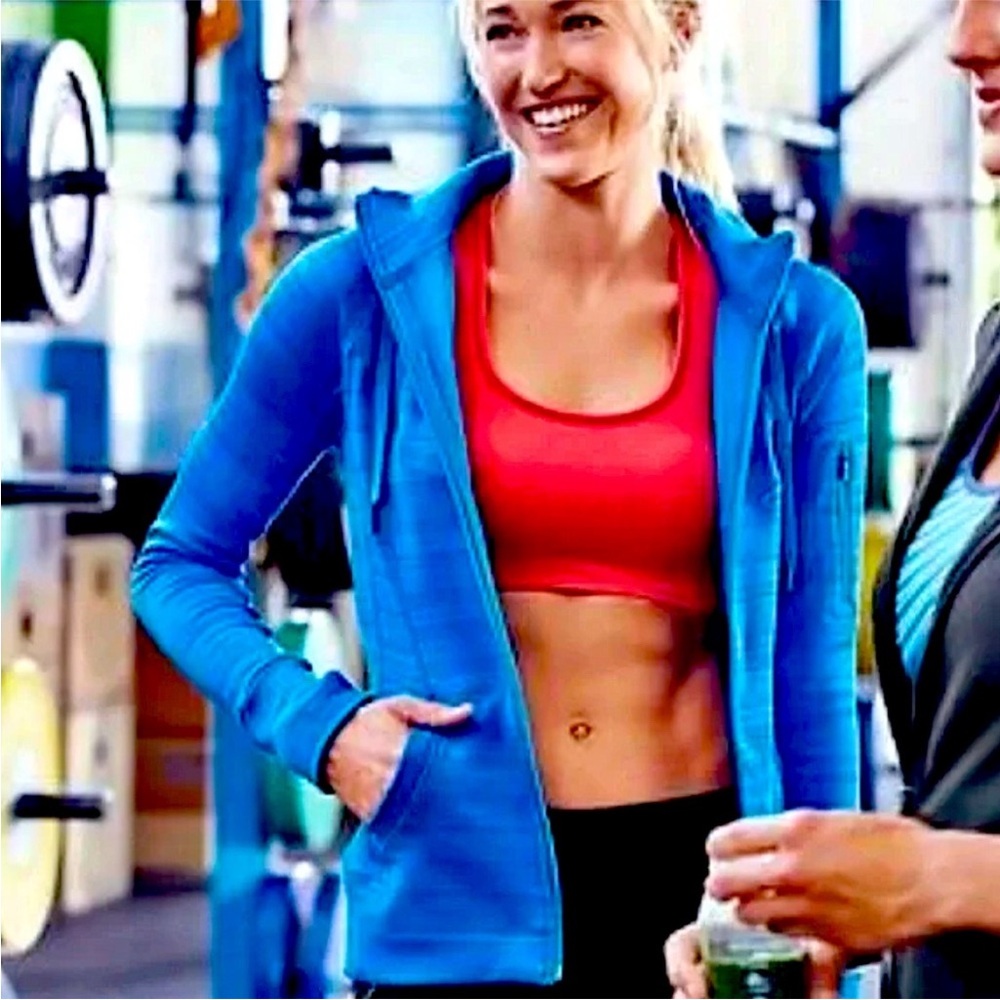 Athleta Striped strength hoodie macaw blue - Picture 12 of 12